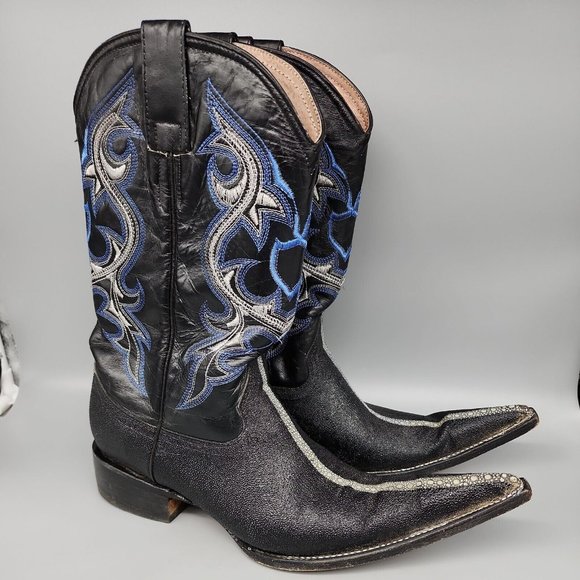 jar boots Shoes Vintage Wild West Western Boots Stingray Exotic Skin Cowboy Boots Size 8 Mex